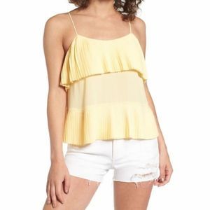 NWT Leith Yellow Pleated Tier Tank